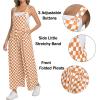 image:imageIWOLLENCE Womens Loose Checkered Overalls Wide Straight Leg Jumpers and Rompers Y2K Sleeveless Jumpsuits with PocketsCkorange White