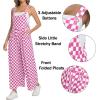 image:imageIWOLLENCE Womens Loose Checkered Overalls Wide Straight Leg Jumpers and Rompers Y2K Sleeveless Jumpsuits with PocketsCkpink White