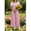 image:imageIWOLLENCE Womens Loose Checkered Overalls Wide Straight Leg Jumpers and Rompers Y2K Sleeveless Jumpsuits with PocketsCkpink White