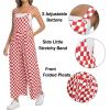 image:imageIWOLLENCE Womens Loose Checkered Overalls Wide Straight Leg Jumpers and Rompers Y2K Sleeveless Jumpsuits with PocketsCkred White