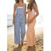 image:imageIWOLLENCE Womens Loose Checkered Overalls Wide Straight Leg Jumpers and Rompers Y2K Sleeveless Jumpsuits with PocketsCkroyal Blue White