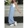image:imageIWOLLENCE Womens Loose Checkered Overalls Wide Straight Leg Jumpers and Rompers Y2K Sleeveless Jumpsuits with PocketsCkroyal Blue White