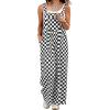 image:imageIWOLLENCE Womens Loose Checkered Overalls Wide Straight Leg Jumpers and Rompers Y2K Sleeveless Jumpsuits with PocketsCkblack White