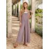 image:imageIWOLLENCE Womens Summer Jumpsuits Boho Wide Leg Overalls Casual Loose Rompers with Pockets 202508 Purple Pink