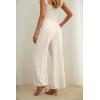 image:imageIWOLLENCE Womens Wide Leg Pants with Pockets High Waist Adjustable Knot Loose Casual Trousers Business Work Casual Pants48 Warm White