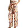 image:imageIWOLLENCE Womens Wide Leg Pants with Pockets High Waist Adjustable Knot Loose Casual Trousers Business Work Casual Pants49 Ac Orange Blue Bird