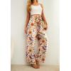 image:imageIWOLLENCE Womens Wide Leg Pants with Pockets High Waist Adjustable Knot Loose Casual Trousers Business Work Casual Pants49 Ac Orange Blue Bird