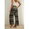 image:imageIWOLLENCE Womens Wide Leg Pants with Pockets High Waist Adjustable Knot Loose Casual Trousers Business Work Casual Pants50 Black Geo Line