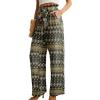 image:imageIWOLLENCE Womens Wide Leg Pants with Pockets High Waist Adjustable Knot Loose Casual Trousers Business Work Casual Pants50 Black Geo Line