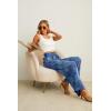 image:imageIWOLLENCE Womens Wide Leg Pants with Pockets High Waist Adjustable Knot Loose Casual Trousers Business Work Casual Pants51 Blue Purple Patch