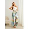 image:imageIWOLLENCE Womens Wide Leg Pants with Pockets High Waist Adjustable Knot Loose Casual Trousers Business Work Casual Pants52 Colorful Patchwork