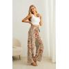 image:imageIWOLLENCE Womens Wide Leg Pants with Pockets High Waist Adjustable Knot Loose Casual Trousers Business Work Casual Pants53 Pezzli Retro Flower