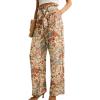 image:imageIWOLLENCE Womens Wide Leg Pants with Pockets High Waist Adjustable Knot Loose Casual Trousers Business Work Casual Pants53 Pezzli Retro Flower