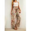 image:imageIWOLLENCE Womens Wide Leg Pants with Pockets High Waist Adjustable Knot Loose Casual Trousers Business Work Casual Pants53 Pezzli Retro Flower