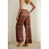 image:imageIWOLLENCE Womens Wide Leg Pants with Pockets High Waist Adjustable Knot Loose Casual Trousers Business Work Casual Pants54 Red Boho Stripe