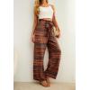 image:imageIWOLLENCE Womens Wide Leg Pants with Pockets High Waist Adjustable Knot Loose Casual Trousers Business Work Casual Pants54 Red Boho Stripe