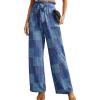 image:imageIWOLLENCE Womens Wide Leg Pants with Pockets High Waist Adjustable Knot Loose Casual Trousers Business Work Casual Pants51 Blue Purple Patch
