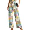 image:imageIWOLLENCE Womens Wide Leg Pants with Pockets High Waist Adjustable Knot Loose Casual Trousers Business Work Casual Pants52 Colorful Patchwork