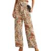 image:imageIWOLLENCE Womens Wide Leg Pants with Pockets High Waist Adjustable Knot Loose Casual Trousers Business Work Casual Pants53 Pezzli Retro Flower