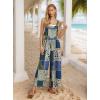 image:imageIWOLLENCE Womens Summer Jumpsuits Boho Wide Leg Overalls Casual Loose Rompers with Pockets 202547 Blue Green Patchwork