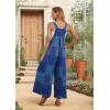 image:imageIWOLLENCE Womens Summer Jumpsuits Boho Wide Leg Overalls Casual Loose Rompers with Pockets 202548 Blue Purple Patch