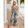 image:imageIWOLLENCE Womens Summer Jumpsuits Boho Wide Leg Overalls Casual Loose Rompers with Pockets 202549 Colorful Patchwork