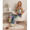 image:imageIWOLLENCE Womens Summer Jumpsuits Boho Wide Leg Overalls Casual Loose Rompers with Pockets 202549 Colorful Patchwork