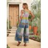 image:imageIWOLLENCE Womens Summer Jumpsuits Boho Wide Leg Overalls Casual Loose Rompers with Pockets 202549 Colorful Patchwork