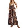image:imageIWOLLENCE Womens Summer Jumpsuits Boho Wide Leg Overalls Casual Loose Rompers with Pockets 202553 Navy Blue Paisley