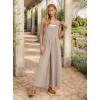 image:imageIWOLLENCE Womens Summer Jumpsuits Boho Wide Leg Overalls Casual Loose Rompers with Pockets 202603 Light Khaki