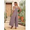 image:imageIWOLLENCE Womens Summer Jumpsuits Boho Wide Leg Overalls Casual Loose Rompers with Pockets 202605 Purple Pink