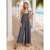 image:imageIWOLLENCE Womens Summer Jumpsuits Boho Wide Leg Overalls Casual Loose Rompers with Pockets 202609 Smoky Gray