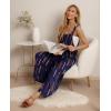 image:imageIWOLLENCE Womens Summer Jumpsuits Boho Wide Leg Overalls Casual Loose Rompers with Pockets 202621 Navy Blue Stripe