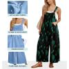 image:imageIWOLLENCE Womens Summer Jumpsuits Boho Wide Leg Overalls Casual Loose Rompers with Pockets 202628 Fp Black Green Leaf