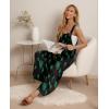 image:imageIWOLLENCE Womens Summer Jumpsuits Boho Wide Leg Overalls Casual Loose Rompers with Pockets 202628 Fp Black Green Leaf