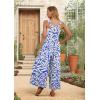 image:imageIWOLLENCE Womens Summer Jumpsuits Boho Wide Leg Overalls Casual Loose Rompers with Pockets 202629 Fp Blue White Geometry