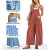 image:imageIWOLLENCE Womens Summer Jumpsuits Boho Wide Leg Overalls Casual Loose Rompers with Pockets 202630 Fp Bm Rust Red Dashed
