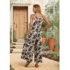 image:imageIWOLLENCE Womens Summer Jumpsuits Boho Wide Leg Overalls Casual Loose Rompers with Pockets 202633 Fp Khaki Black Flower