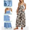 image:imageIWOLLENCE Womens Summer Jumpsuits Boho Wide Leg Overalls Casual Loose Rompers with Pockets 202633 Fp Khaki Black Flower