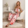 image:imageIWOLLENCE Womens Summer Jumpsuits Boho Wide Leg Overalls Casual Loose Rompers with Pockets 202641 Fp White Ink Orange