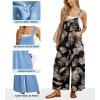 image:imageIWOLLENCE Womens Summer Jumpsuits Boho Wide Leg Overalls Casual Loose Rompers with Pockets 202642 Fp Black Palm Leaf