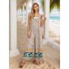 image:imageIWOLLENCE Womens Summer Jumpsuits Boho Wide Leg Overalls Casual Loose Rompers with Pockets 202644 Fplight Green Rose