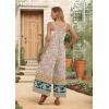 image:imageIWOLLENCE Womens Summer Jumpsuits Boho Wide Leg Overalls Casual Loose Rompers with Pockets 202644 Fplight Green Rose