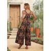 image:imageIWOLLENCE Womens Summer Jumpsuits Boho Wide Leg Overalls Casual Loose Rompers with Pockets 202653 Navy Blue Paisley
