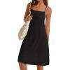 image:imageIWOLLENCE Sundresses for Women Spaghetti Strap Dress Summer Sleeveless Knee Length A Line Dress with PocketsBlack