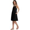 image:imageIWOLLENCE Sundresses for Women Spaghetti Strap Dress Summer Sleeveless Knee Length A Line Dress with PocketsBlack