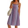 image:imageIWOLLENCE Sundresses for Women Spaghetti Strap Dress Summer Sleeveless Knee Length A Line Dress with PocketsBohemian Rhomboid