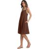image:imageIWOLLENCE Sundresses for Women Spaghetti Strap Dress Summer Sleeveless Knee Length A Line Dress with PocketsCoffee