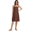 image:imageIWOLLENCE Sundresses for Women Spaghetti Strap Dress Summer Sleeveless Knee Length A Line Dress with PocketsCoffee