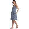 image:imageIWOLLENCE Sundresses for Women Spaghetti Strap Dress Summer Sleeveless Knee Length A Line Dress with PocketsFloral Navy